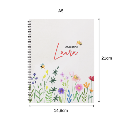 Quaderno Personalizzato per Maestre A5 | 120 Pagine con Spirale